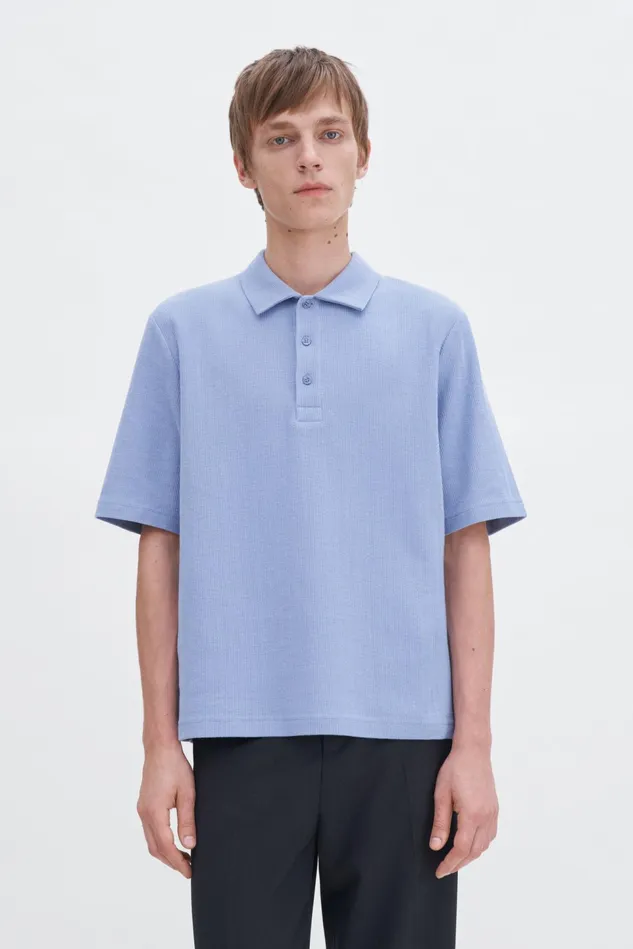 Men Cotton Jersey Polo Shirt Air Blue Filippa K TShirts