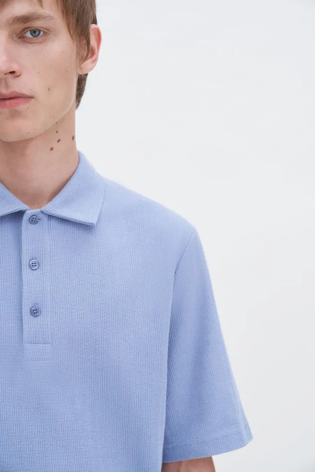 Men Cotton Jersey Polo Shirt Air Blue Filippa K TShirts