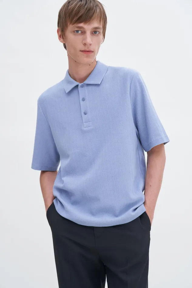 Men Cotton Jersey Polo Shirt Air Blue Filippa K TShirts