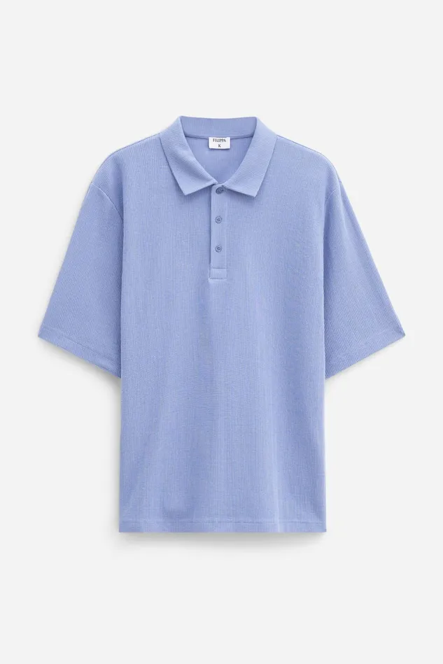 Men Cotton Jersey Polo Shirt Air Blue Filippa K TShirts