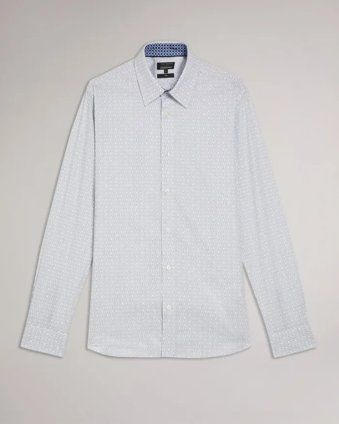 Men CRESSY 8211 Long Sleeve Circle Geo Print Shirt White Ted Baker Shirts