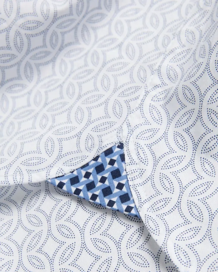 Men CRESSY 8211 Long Sleeve Circle Geo Print Shirt White Ted Baker Shirts