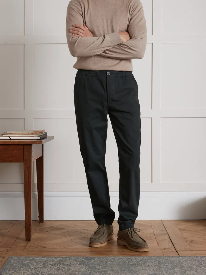 Men Cyrillus Clothing Twill Trousers With Elastic Waistband Vert Anglais