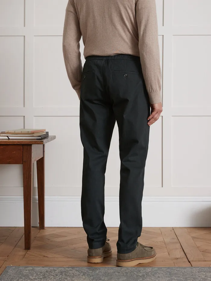 Men Cyrillus Clothing Twill Trousers With Elastic Waistband Vert Anglais