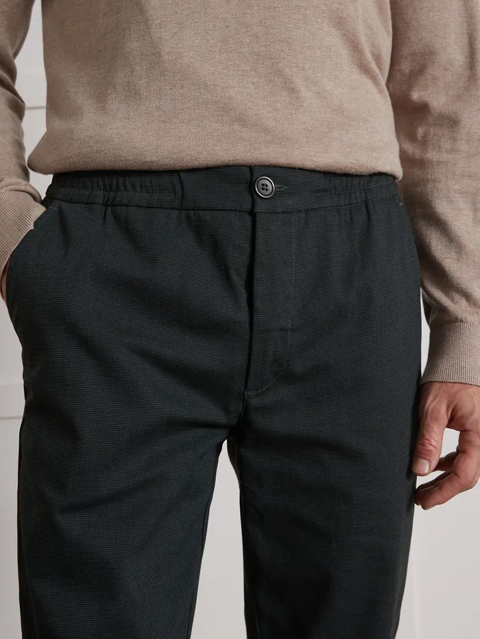 Men Cyrillus Clothing Twill Trousers With Elastic Waistband Vert Anglais