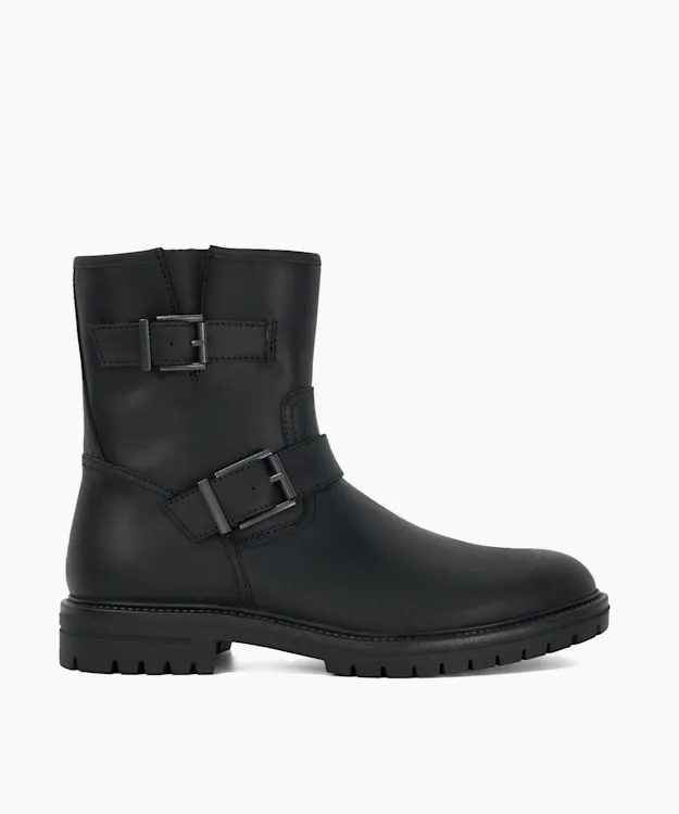 Men Dune London Casual Boots Chunky Buckle Biker Boots Black