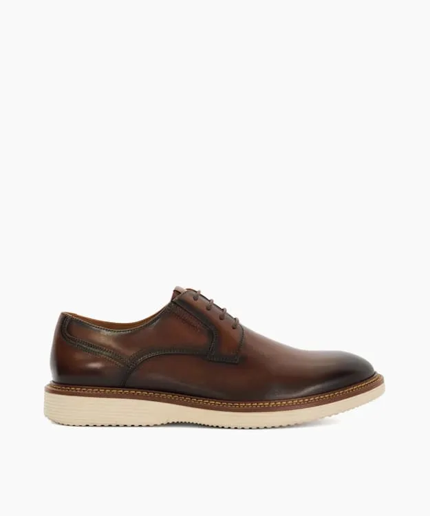 Men Dune London Casual Shoes Rubber Sole Lace Up Derby Brown