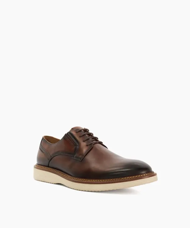 Men Dune London Casual Shoes Rubber Sole Lace Up Derby Brown