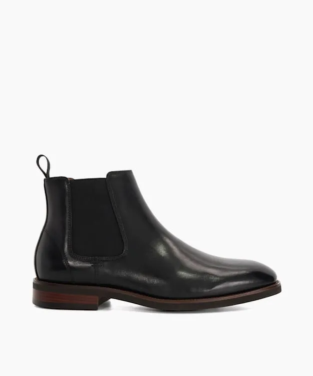 Men Dune London Chelsea Boots Pull On Leather Boots Black