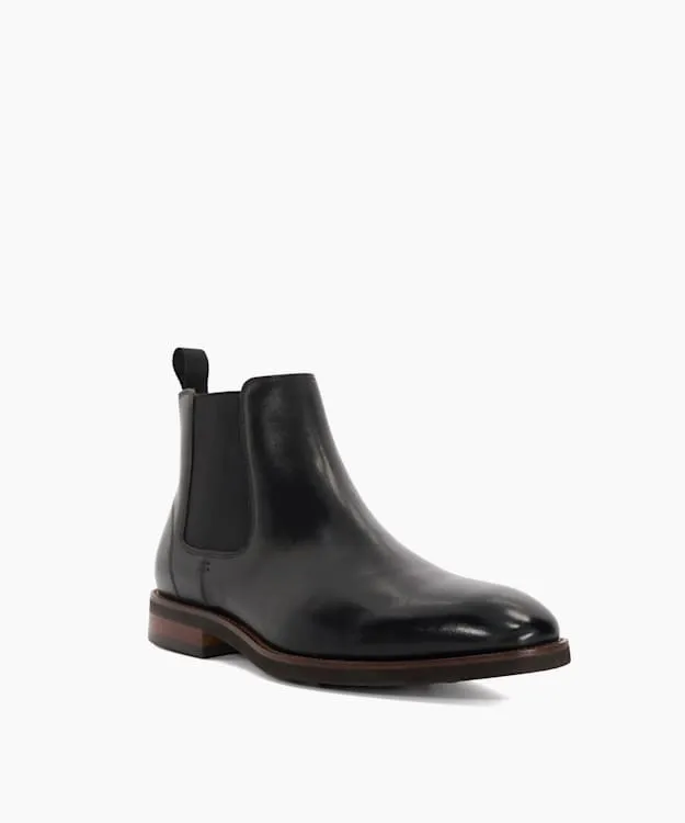 Men Dune London Chelsea Boots Pull On Leather Boots Black