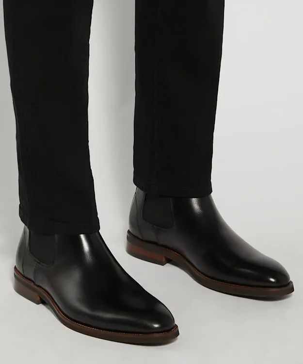 Men Dune London Chelsea Boots Pull On Leather Boots Black