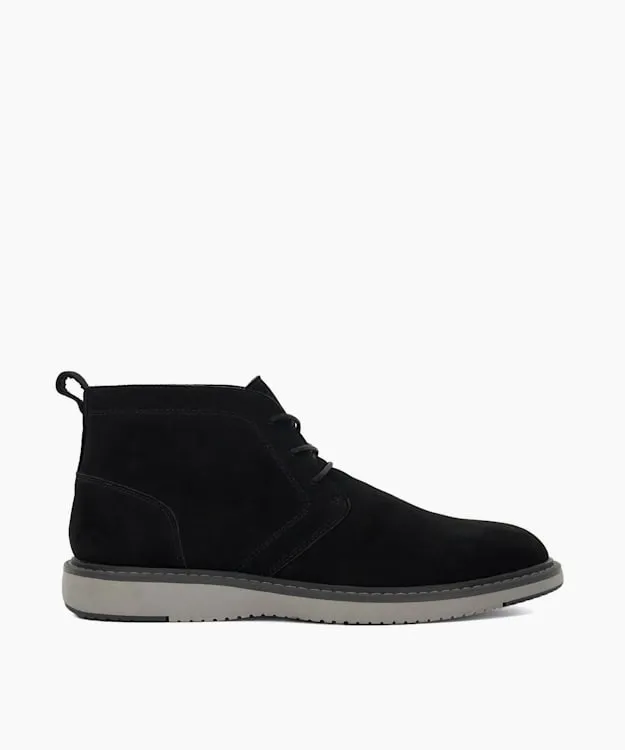 Men Dune London Chukka Boots Wedge Sole Lace Detail Boots Black