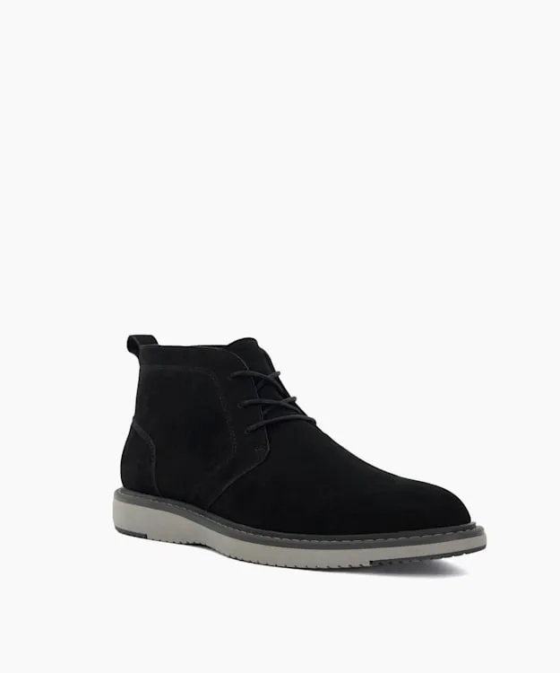 Men Dune London Chukka Boots Wedge Sole Lace Detail Boots Black