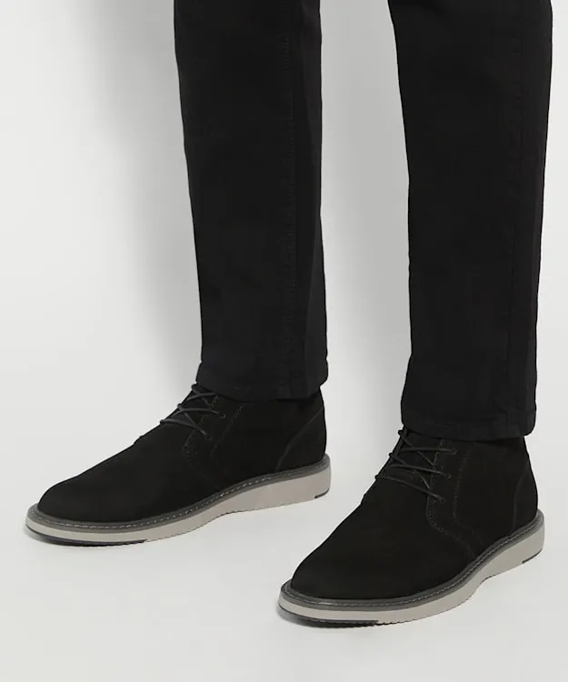 Men Dune London Chukka Boots Wedge Sole Lace Detail Boots Black