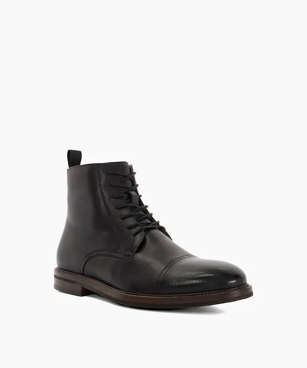 Men Dune London Smart Boots Toe Cap Detail Ankle Boot Black