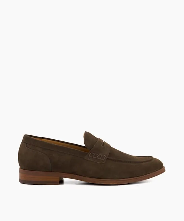 Men Dune London Smart Shoes Wide Fit Penny Loafers Brown