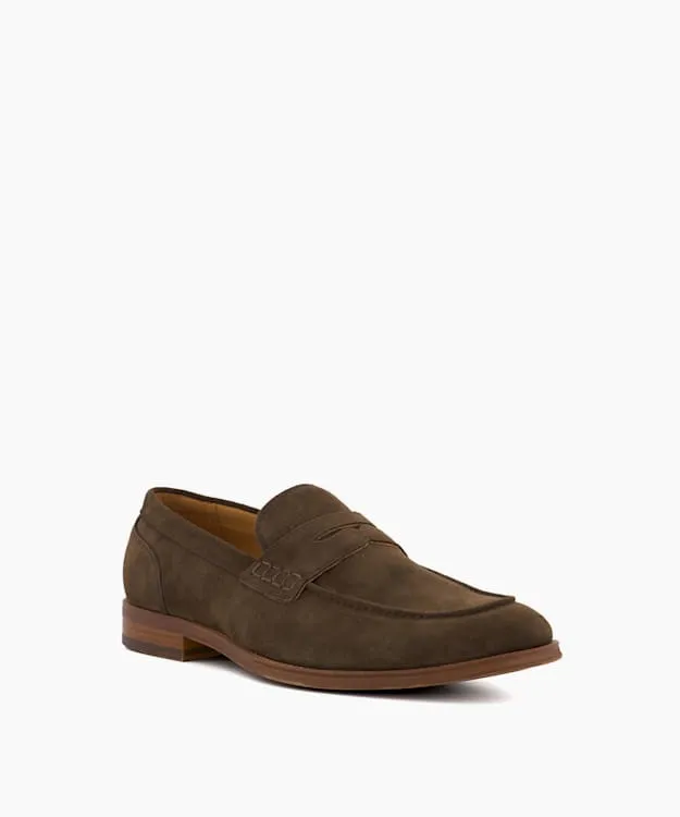 Men Dune London Smart Shoes Wide Fit Penny Loafers Brown