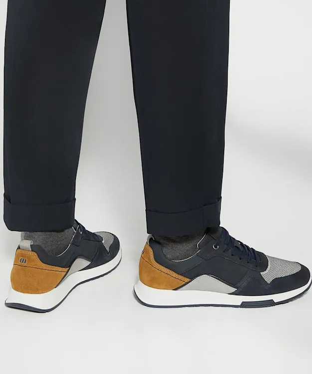 Men Dune London Trainers Contrast Lace Up Trainers Blue