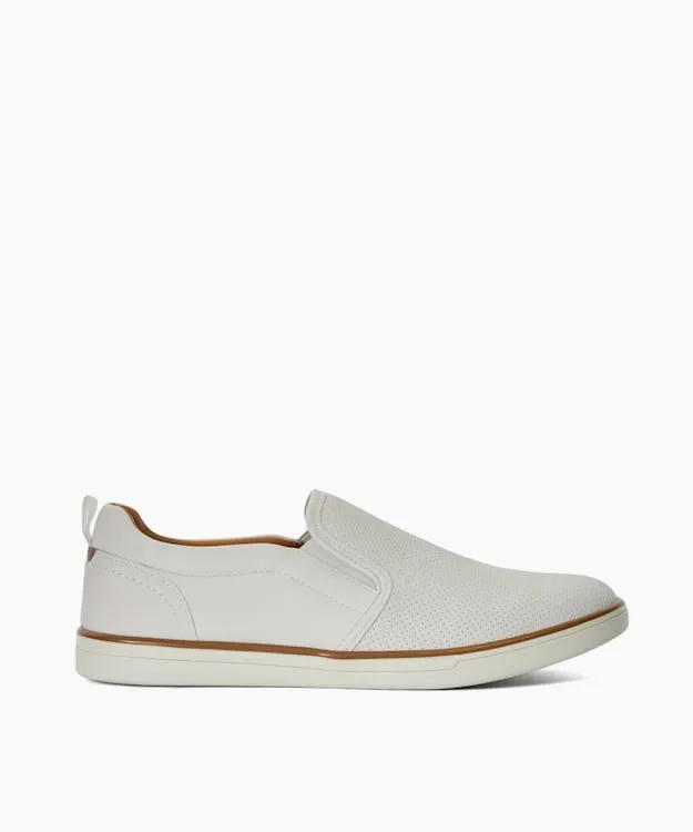 Men Dune London Trainers Perforated Embossed Casual Shoes White