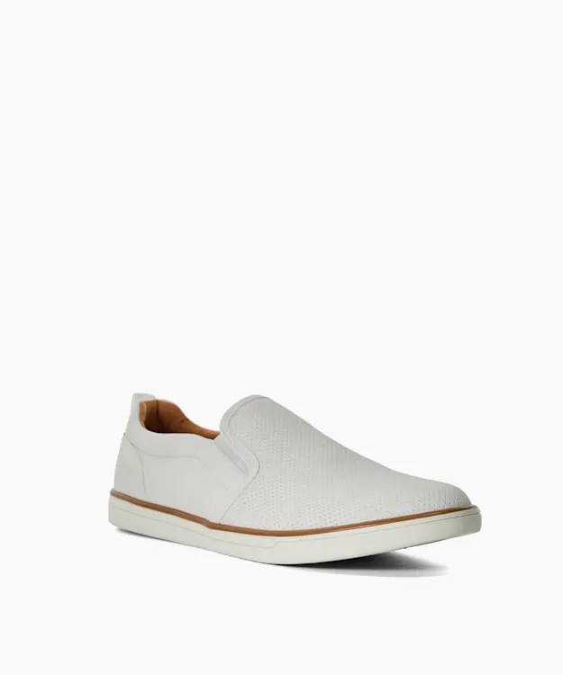 Men Dune London Trainers Perforated Embossed Casual Shoes White