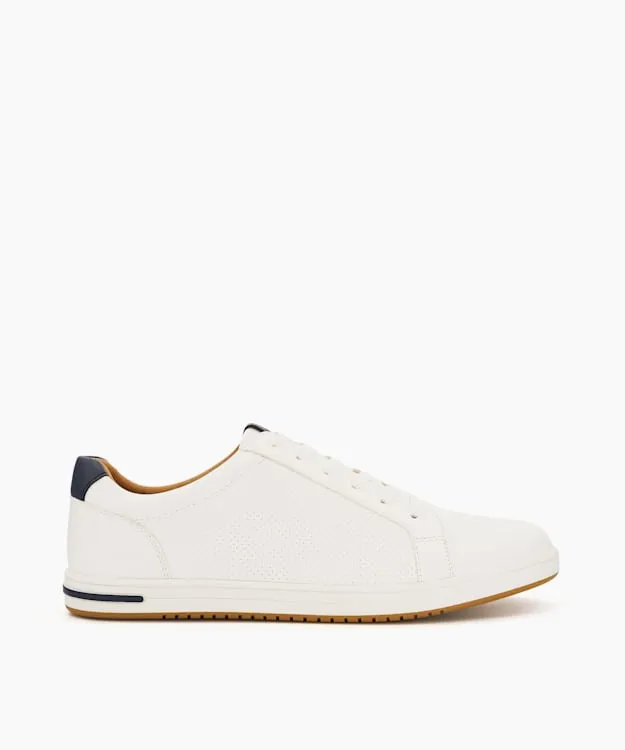 Men Dune London Trainers Perforated LaceUp Trainers White