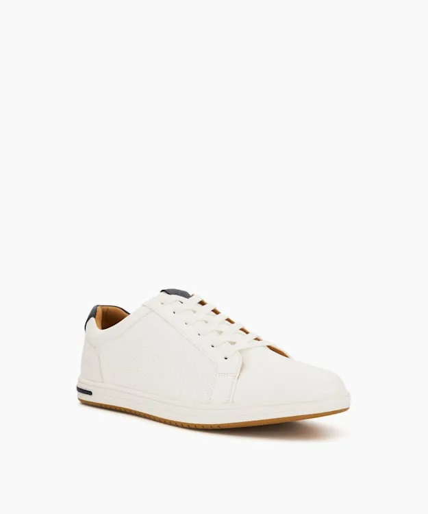 Men Dune London Trainers Perforated LaceUp Trainers White