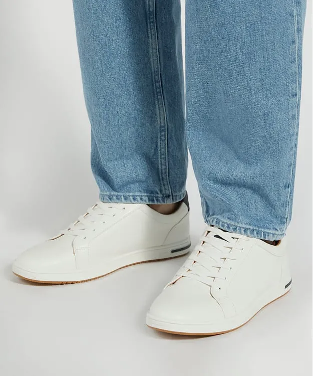 Men Dune London Trainers Perforated LaceUp Trainers White