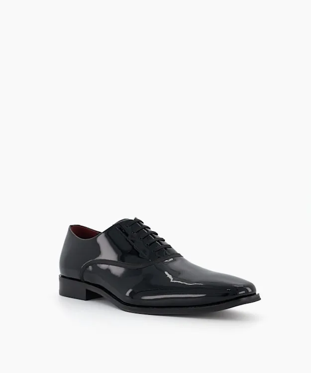 Men Dune London Wide Fit Shoes Wide Fit Patent Leather Oxford Shoes Black