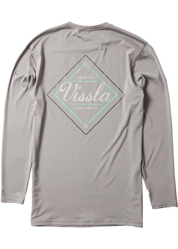 Men Easy Seas Eco Long Sleeve Lycra Rash Guard GREY Wetsuit Tops and Lycra Vissla