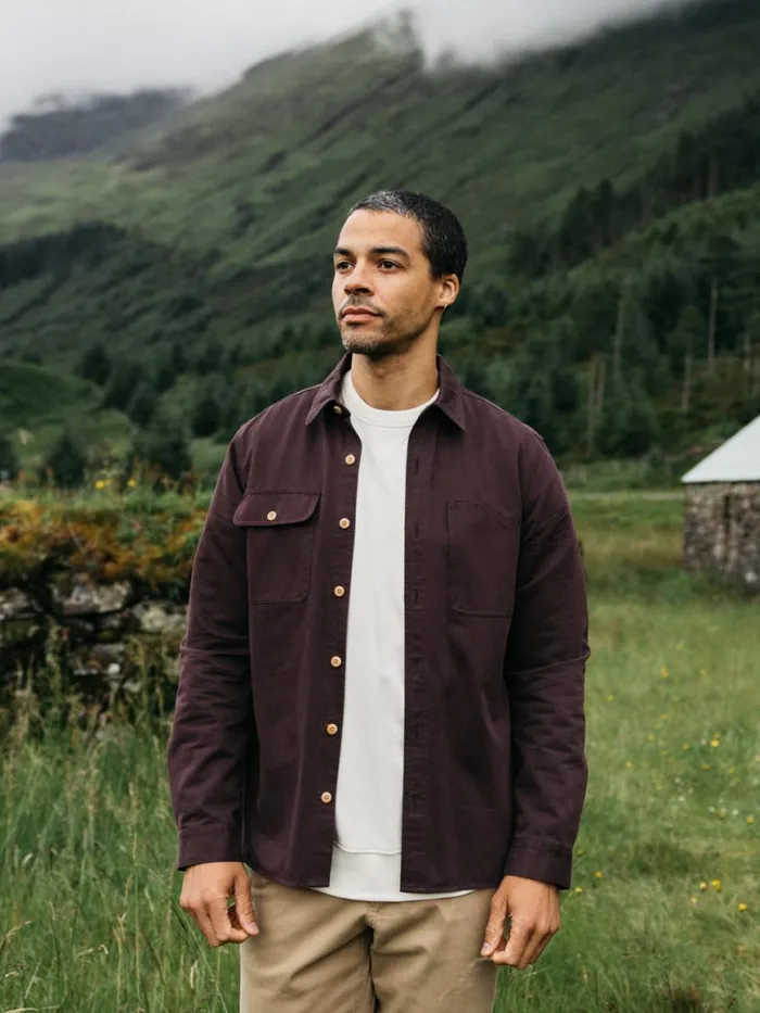 Men Eddystone Shirt Black Cherry Finisterre Shirts