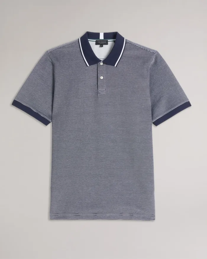 Men ELLERBY 8211 Short Sleeve Striped Polo Shirt Navy Ted Baker Tops