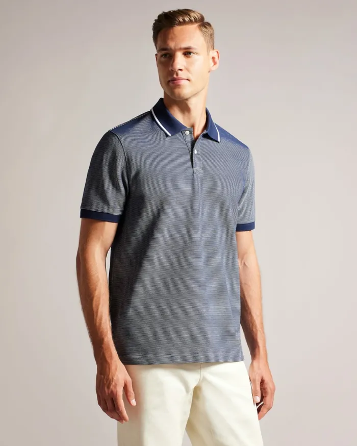 Men ELLERBY 8211 Short Sleeve Striped Polo Shirt Navy Ted Baker Tops Men ELLERBY 8211 Short Sleeve Striped Polo Shirt Navy Ted Baker Tops