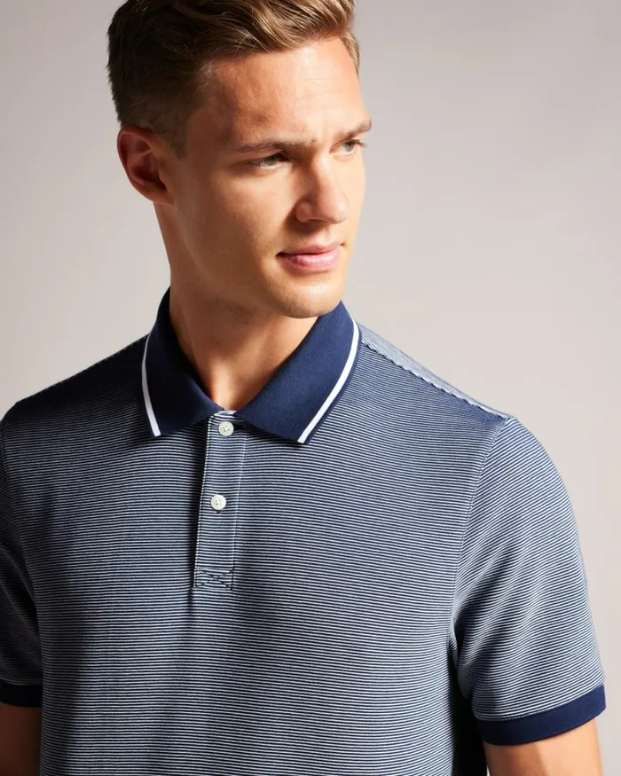 Men ELLERBY 8211 Short Sleeve Striped Polo Shirt Navy Ted Baker Tops Men ELLERBY 8211 Short Sleeve Striped Polo Shirt Navy Ted Baker Tops
