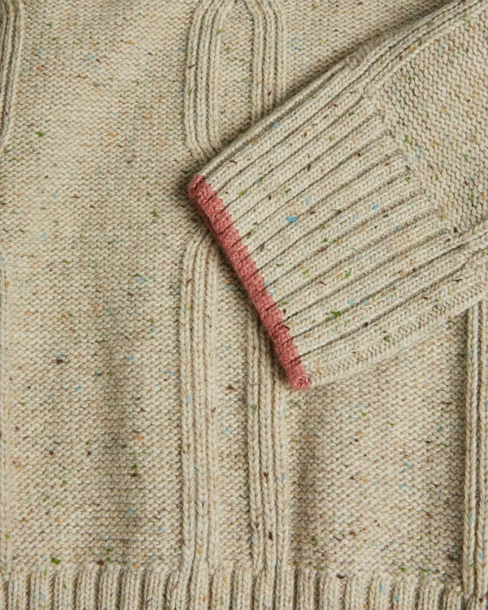 Men ENROE 8211 Crew Neck Jumper With Cable Detail Taupe Ted Baker Jumpers and Knitwear