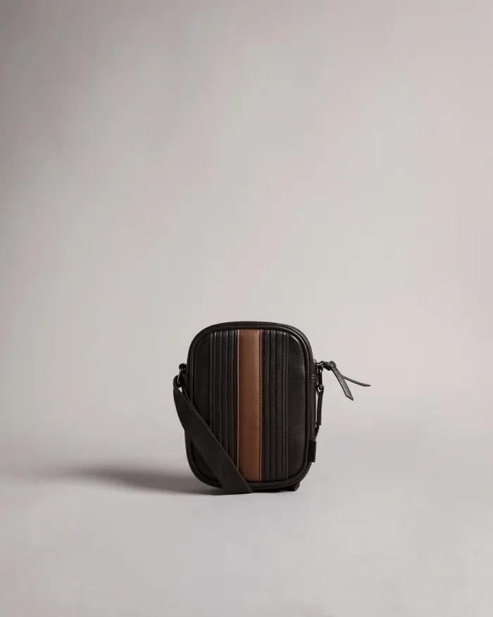 Men EVVER 8211 Striped PU Flight Bag Brownchocolate Ted Baker Cross Body Bags Men EVVER 8211 Striped PU Flight Bag Brownchocolate Ted Baker Cross Body Bags