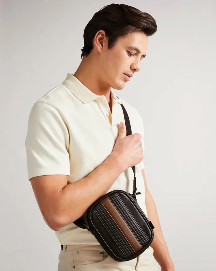 Men EVVER 8211 Striped PU Flight Bag Brownchocolate Ted Baker Cross Body Bags Men EVVER 8211 Striped PU Flight Bag Brownchocolate Ted Baker Cross Body Bags