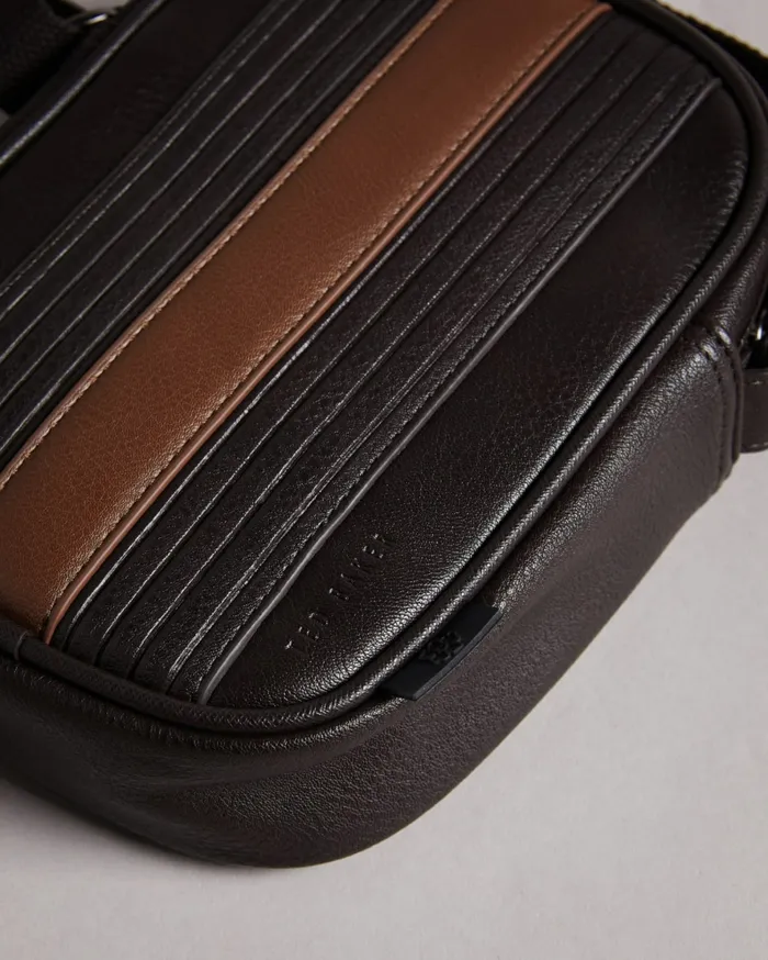 Men EVVER 8211 Striped PU Flight Bag Brownchocolate Ted Baker Cross Body Bags Men EVVER 8211 Striped PU Flight Bag Brownchocolate Ted Baker Cross Body Bags