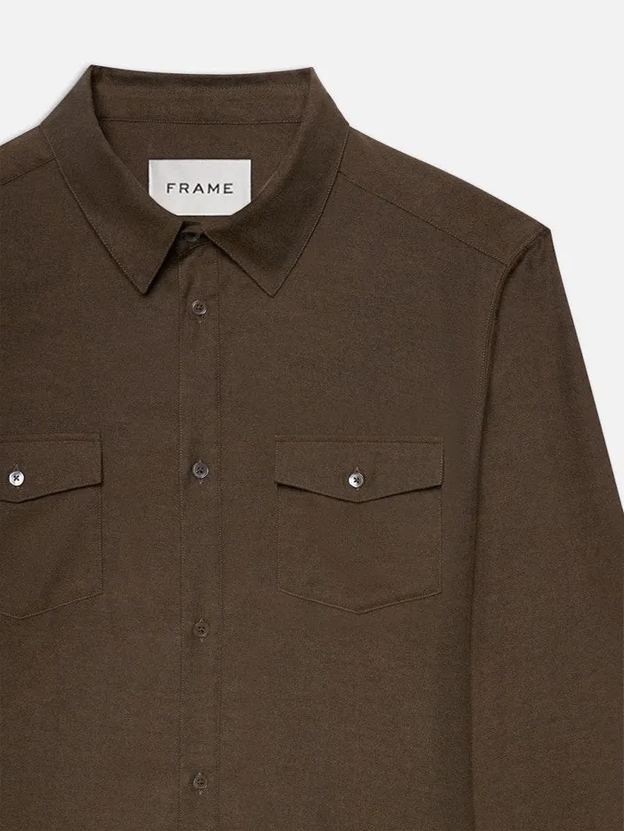 Men FRAME Shirts Double Pocket Wool Blend Shirt Men FRAME Shirts Double Pocket Wool Blend Shirt