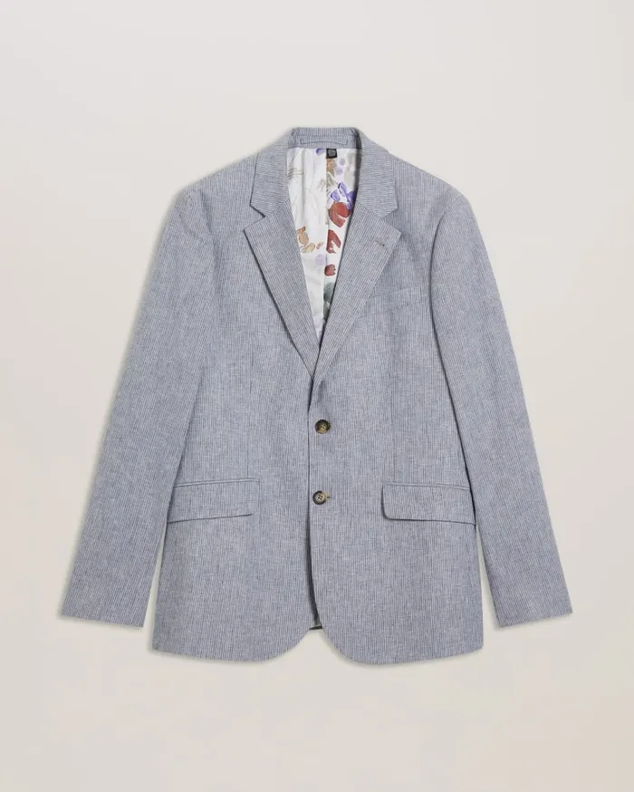 Men FRANKJ 8211 Slim Fit Pinstripe Cotton Blazer Light Grey Ted Baker Suits