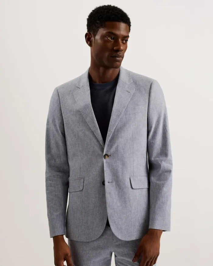 Men FRANKJ 8211 Slim Fit Pinstripe Cotton Blazer Light Grey Ted Baker Suits