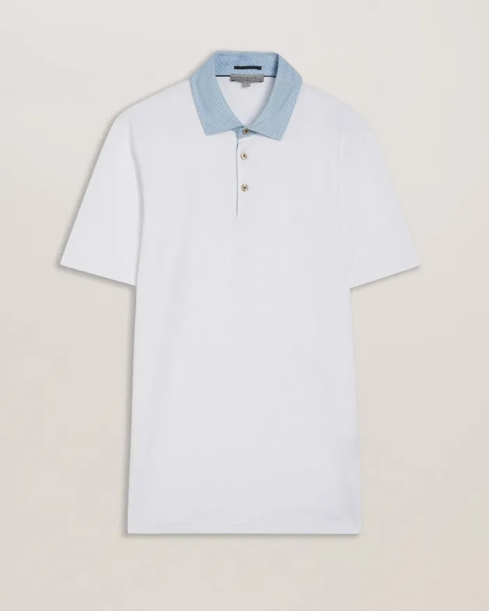 Men FREND 8211 Short Sleeve Woven Collar Polo White Ted Baker Tops