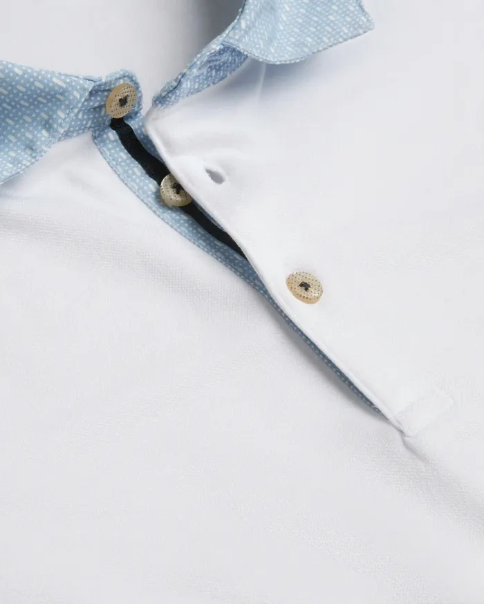 Men FREND 8211 Short Sleeve Woven Collar Polo White Ted Baker Tops