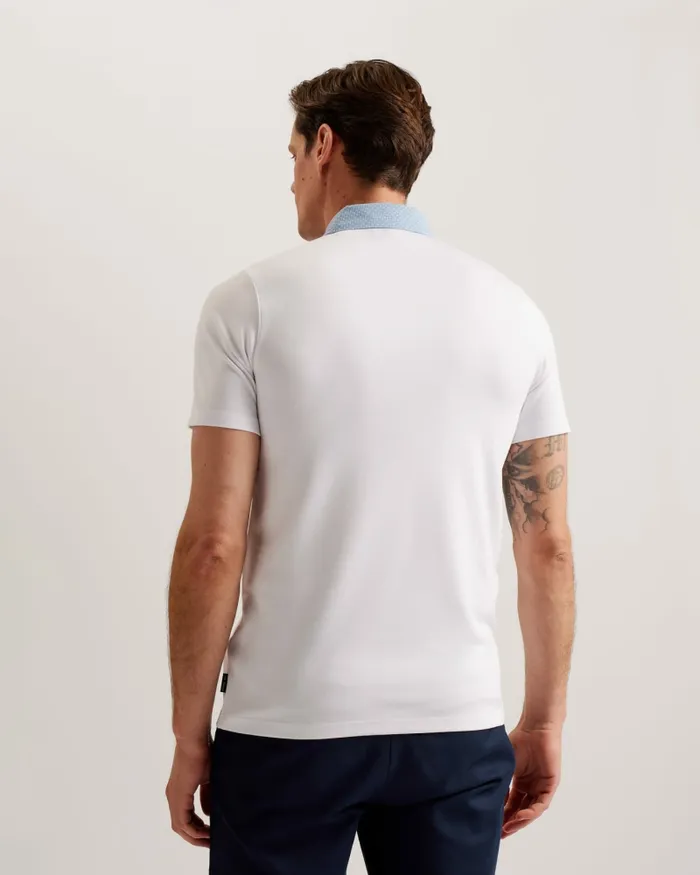 Men FREND 8211 Short Sleeve Woven Collar Polo White Ted Baker Tops