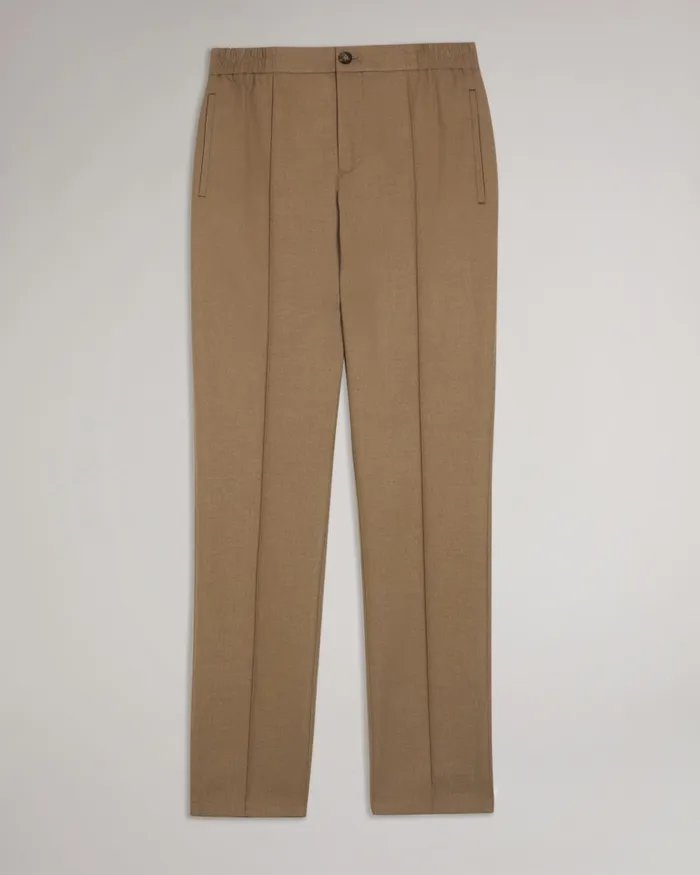 Men GIGGS 8211 Slim Fit Trousers With Drawcord Waist Taupe Ted Baker Trousers and Chinos