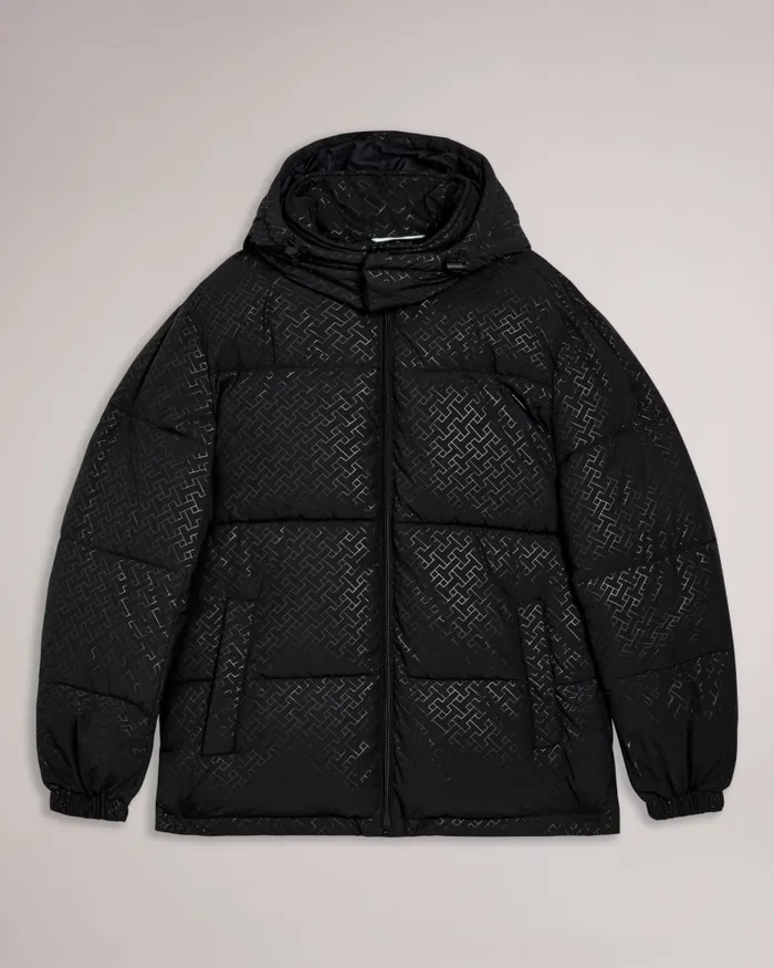Men GILMOUR 8211 Geometric Print Puffer Jacket Black Ted Baker Coats and Jackets