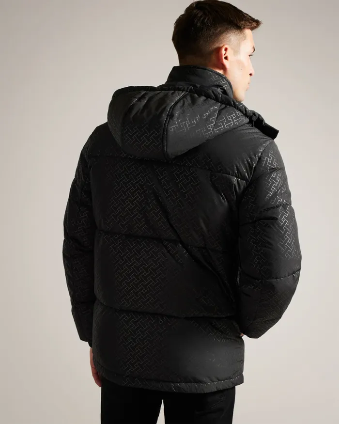 Men GILMOUR 8211 Geometric Print Puffer Jacket Black Ted Baker Coats and Jackets Men GILMOUR 8211 Geometric Print Puffer Jacket Black Ted Baker Coats and Jackets