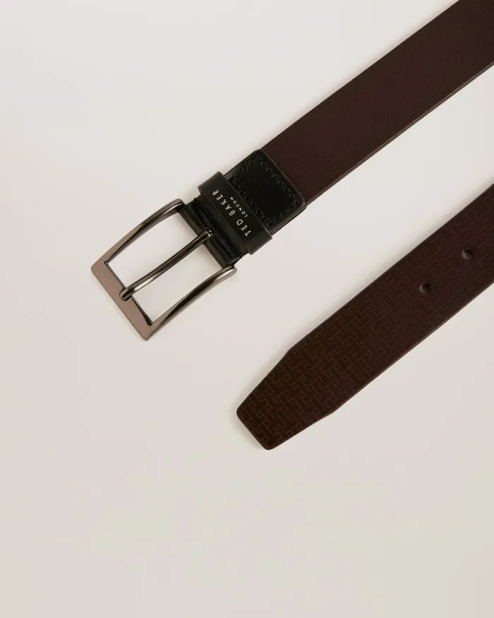 Men HADY 8211 T Etched Leather Belt Black Ted Baker Belts