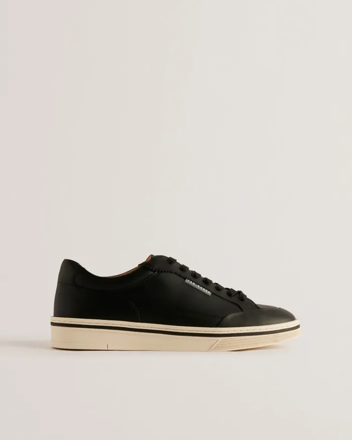 Men HAMPSTD 8211 Leather Contrast Detail Court Trainers Black Ted Baker Trainers Men HAMPSTD 8211 Leather Contrast Detail Court Trainers Black Ted Baker Trainers