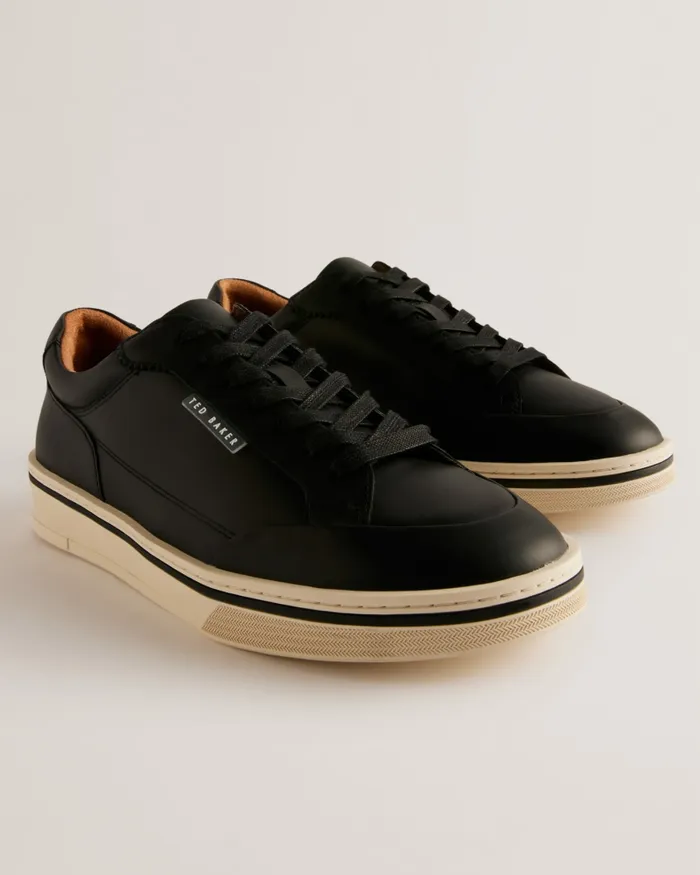 Men HAMPSTD 8211 Leather Contrast Detail Court Trainers Black Ted Baker Trainers Men HAMPSTD 8211 Leather Contrast Detail Court Trainers Black Ted Baker Trainers