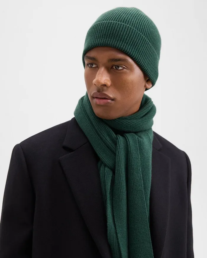 Men Hats Gloves Scarves Theory Camden Beanie In Ribbed Cashmere Brunswick